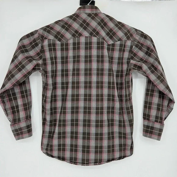 Roper Shirt Mens Medium Pearl Snap Western Plaid Long Sleeve‎ Rodeo - Picture 4 of 10